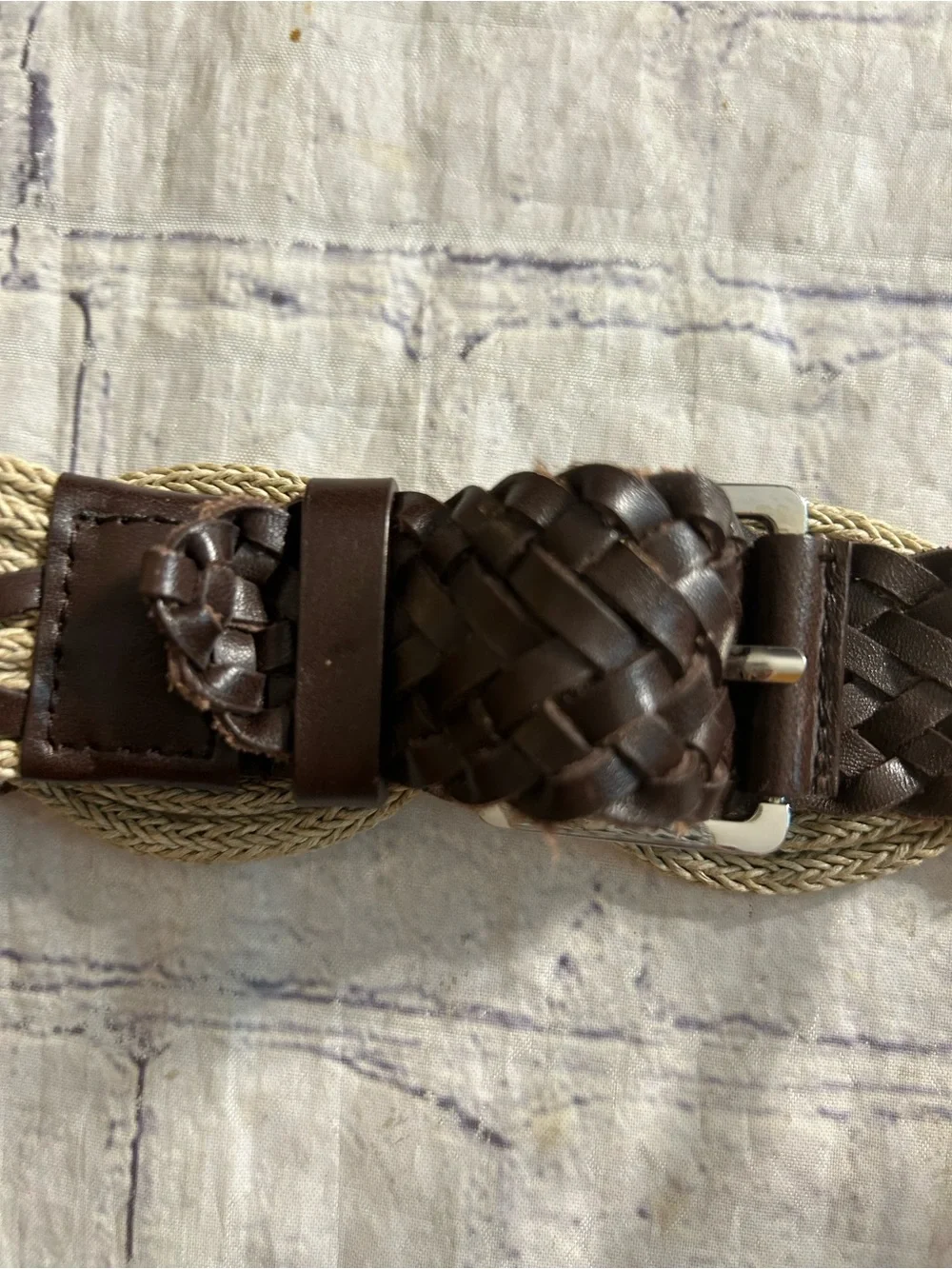 TALBOTS TAN & BROWN BOHEMIAN WOVEN BELT SIZE M & BLACK & TAN BEADED BOHO BELT OS